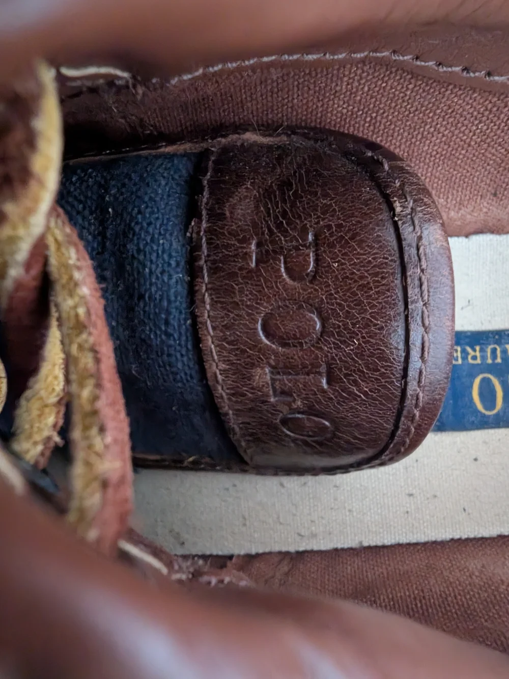 Polo Ralph Lauren Vaughn Saddle Sneaker Men's Size 7D Flax Linen Leather Blue